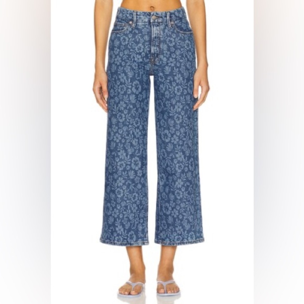 NEW Good American Good Waist Cropped Palazo in Hibiscus Bloom Size 2/26